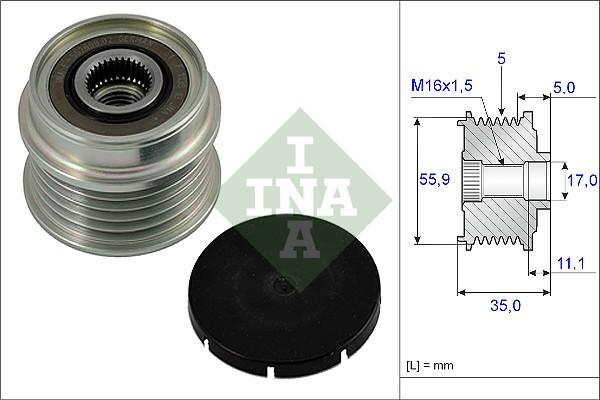 INA 535 0005 10 - Fulie, alternator parts5.com