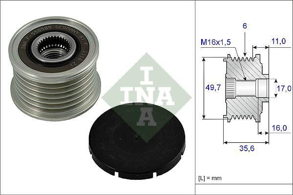 INA 535 0016 10 - Fulie, alternator parts5.com