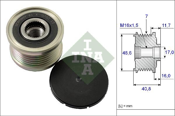 INA 535 0080 10 - Pulley, alternator, freewheel clutch parts5.com