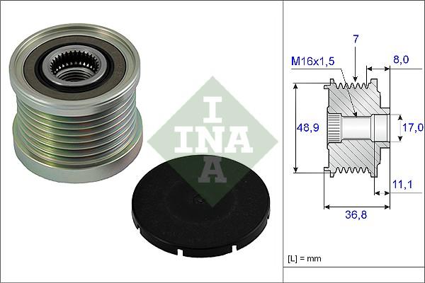 INA 535 0081 10 - Koło pasowe, alternator parts5.com