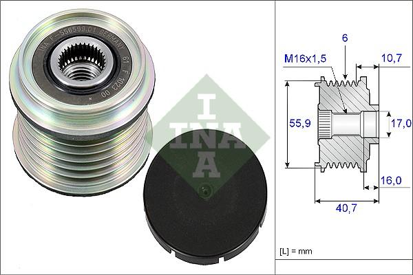 INA 535 0028 10 - Pulley, alternator, freewheel clutch parts5.com