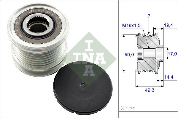 INA 535 0140 10 - Pulley, alternator, freewheel clutch parts5.com