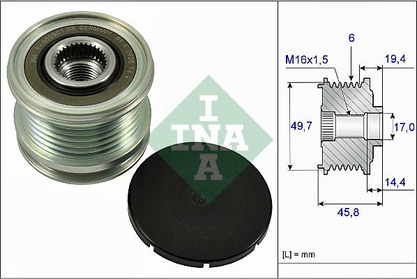 INA 535 0168 10 - Řemenice, generátor parts5.com