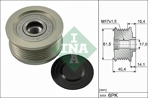 INA 535 0115 10 - Pulley, alternator, freewheel clutch parts5.com