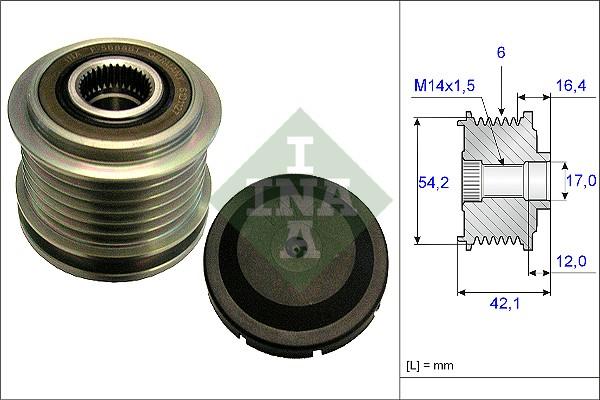 INA 535 0181 10 - Pulley, alternator, freewheel clutch parts5.com