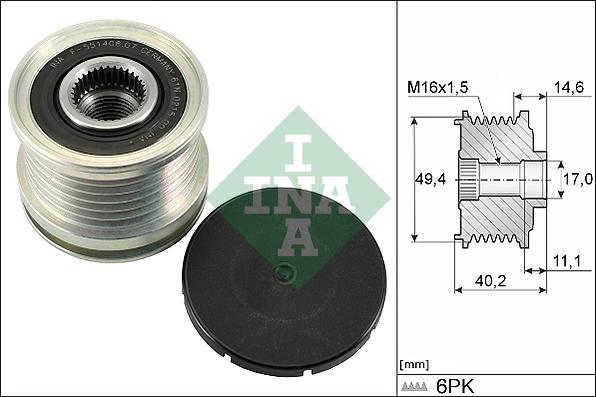 INA 535 0124 10 - Pulley, alternator, freewheel clutch parts5.com