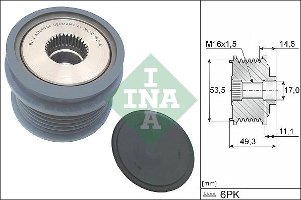 INA 535 0364 10 - Pulley, alternator, freewheel clutch parts5.com