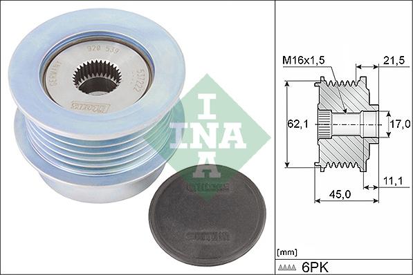 INA 535 0367 10 - Polea, alternador parts5.com