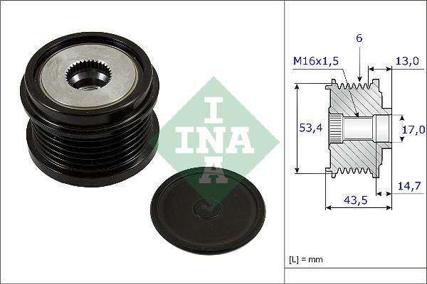 INA 535 0237 10 - Polea, alternador parts5.com