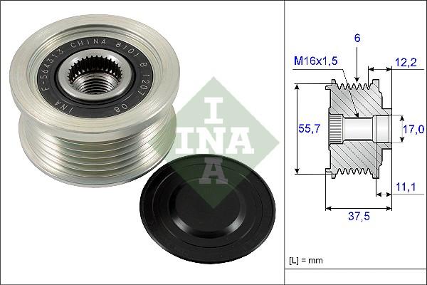 INA 535 0226 10 - Pulley, alternator, freewheel clutch parts5.com