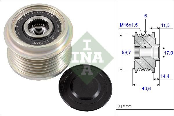 INA 535 0227 10 - Pulley, alternator, freewheel clutch parts5.com