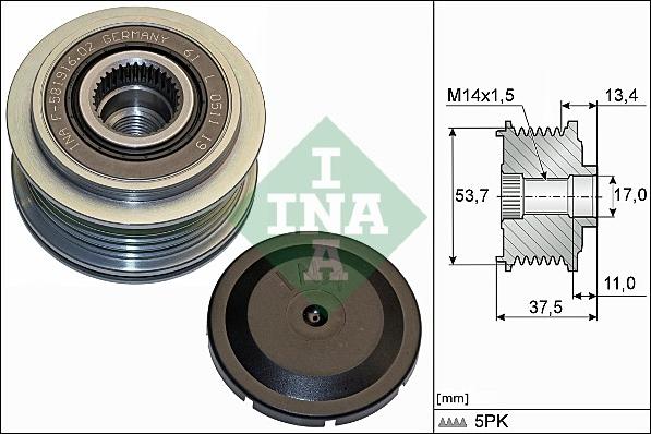 INA 535 0278 10 - Fulie, alternator parts5.com