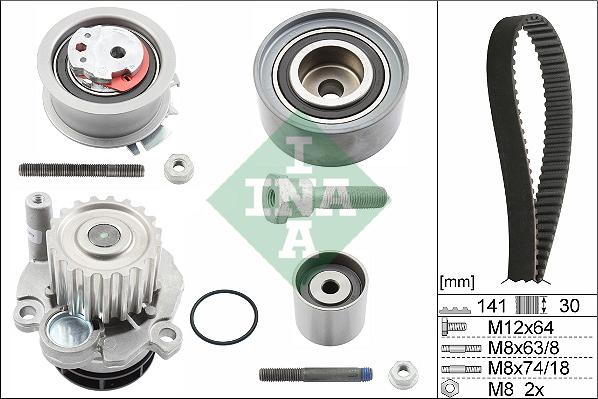 INA 530 0463 30 - Vízpumpa + fogasszíj készlet parts5.com