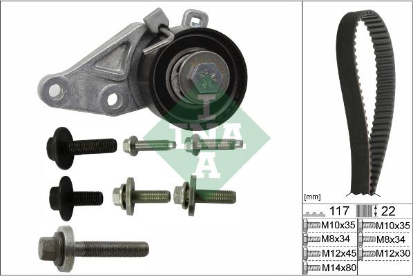 INA 530 0140 10 - Комплект ангренажен ремък parts5.com