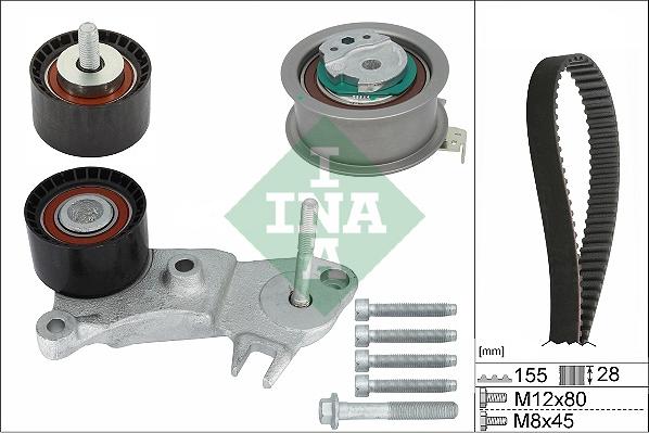 INA 530 0762 10 - Комплект ангренажен ремък parts5.com