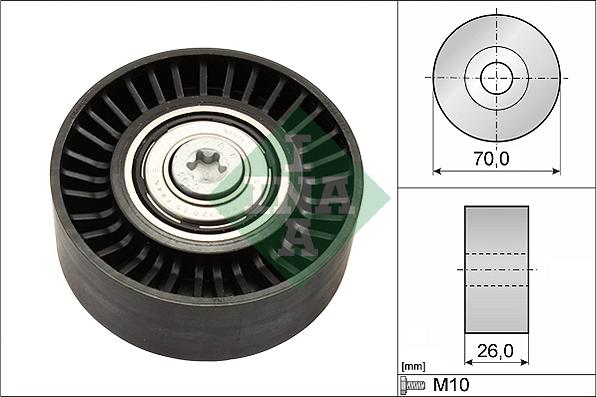 INA 532 0505 10 - Τροχαλία παρέκκλισης, ιμάντας poly-V parts5.com