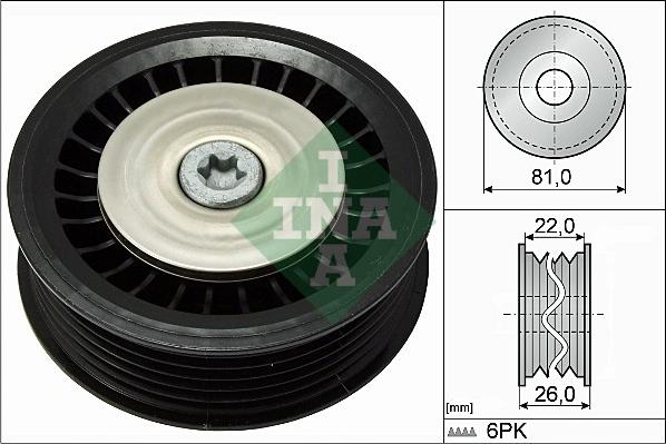 INA 532 0678 10 - Szíjtárcsa / vezetőgörgő, hosszbordás szíj parts5.com