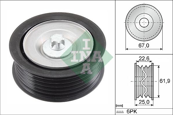 INA 532 0866 10 - Szíjtárcsa / vezetőgörgő, hosszbordás szíj parts5.com