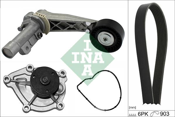 INA 529 0504 30 - Pompa apa + Set curea transmisie cu caneluri parts5.com