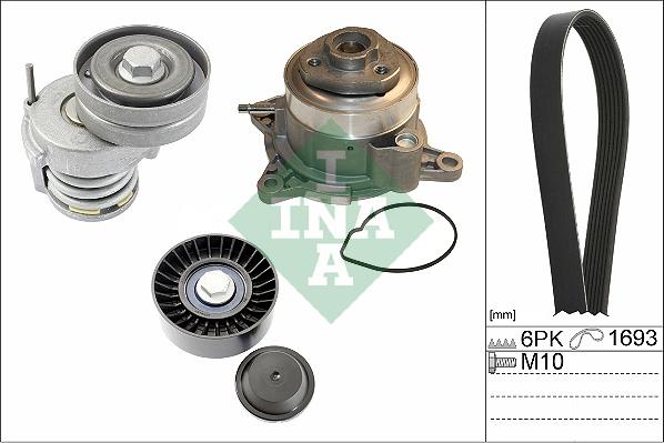 INA 529 0534 30 - Water Pump + V-Ribbed Belt Set parts5.com