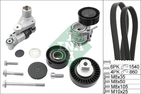 INA 529 0053 10 - Komplet rebrastega jermena parts5.com