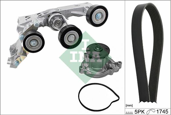 INA 529 0148 30 - Water Pump + V-Ribbed Belt Set parts5.com