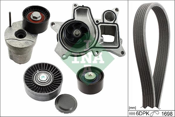 INA 529 0369 30 - Pompa apa + Set curea transmisie cu caneluri parts5.com