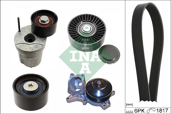 INA 529 0368 30 - Pompa apa + Set curea transmisie cu caneluri parts5.com