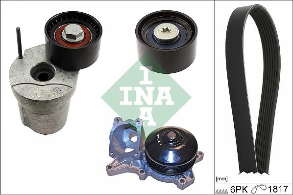 INA 529 0370 30 - Pompa apa + Set curea transmisie cu caneluri parts5.com