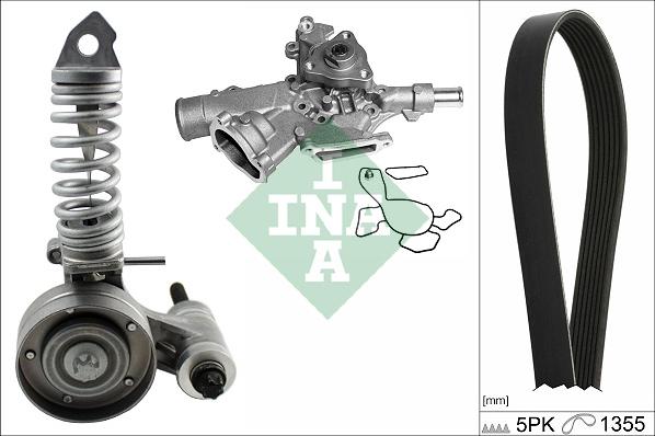 INA 529 0297 30 - Pompa apa + Set curea transmisie cu caneluri parts5.com