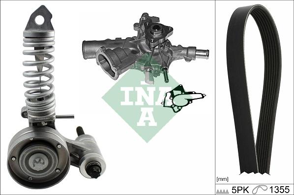 INA 529 0297 31 - Pompa apa + Set curea transmisie cu caneluri parts5.com