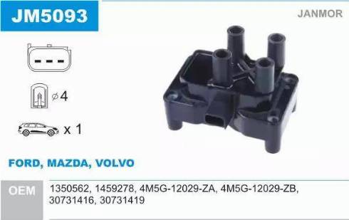 Janmor JM5093 - Ignition Coil parts5.com