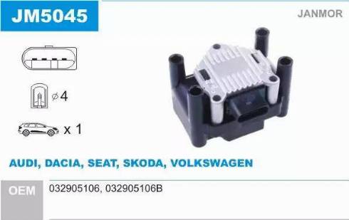 Janmor JM5045 - Ignition Coil parts5.com