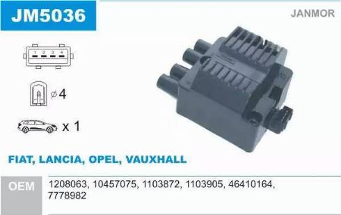 Janmor JM5036 - Ignition Coil parts5.com