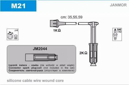 Janmor M21 - Sada kabelů pro zapalování parts5.com