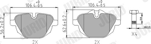 Jurid 574175J - Komplet zavornih oblog, ploscne (kolutne) zavore parts5.com