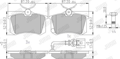 Jurid 573938J - Комплект спирачно феродо, дискови спирачки parts5.com