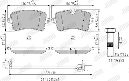 Jurid 573428J - Sada brzdových platničiek kotúčovej brzdy parts5.com