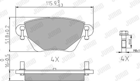 Jurid 573012J - Komplet zavornih oblog, ploscne (kolutne) zavore parts5.com