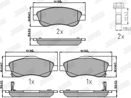 Jurid 572605J - Komplet zavornih oblog, ploscne (kolutne) zavore parts5.com