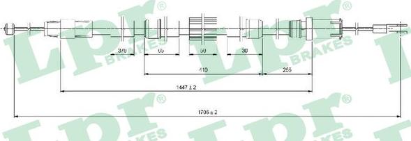 LPR C1654B - Cable, parking brake parts5.com