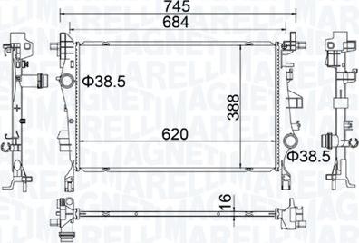 Magneti Marelli 350214400000 - Radiator, engine cooling parts5.com