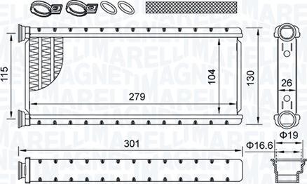 Magneti Marelli 350218514000 - Εναλλάκτης θερμότητας, θέρμανση εσωτερικού χώρου parts5.com