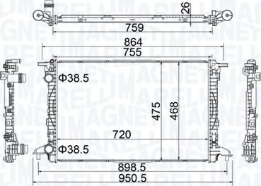 Magneti Marelli 350213208900 - Radiator, engine cooling parts5.com