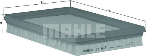 MAHLE LX 687 - Air Filter parts5.com