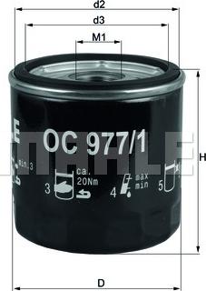 MAHLE OC 977/1 - Oil Filter parts5.com