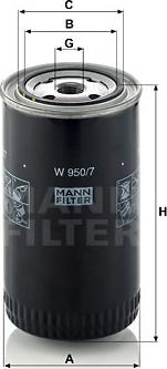 Mann-Filter W 950/7 - Filtre à huile parts5.com