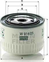 Mann-Filter W 914/25 - Filtru hidraulic, cutie de viteze automata parts5.com