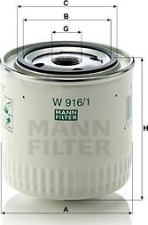 Mann-Filter W 916/1 - Olejový filtr parts5.com