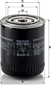 Mann-Filter W 930/9 - Filtre à huile parts5.com